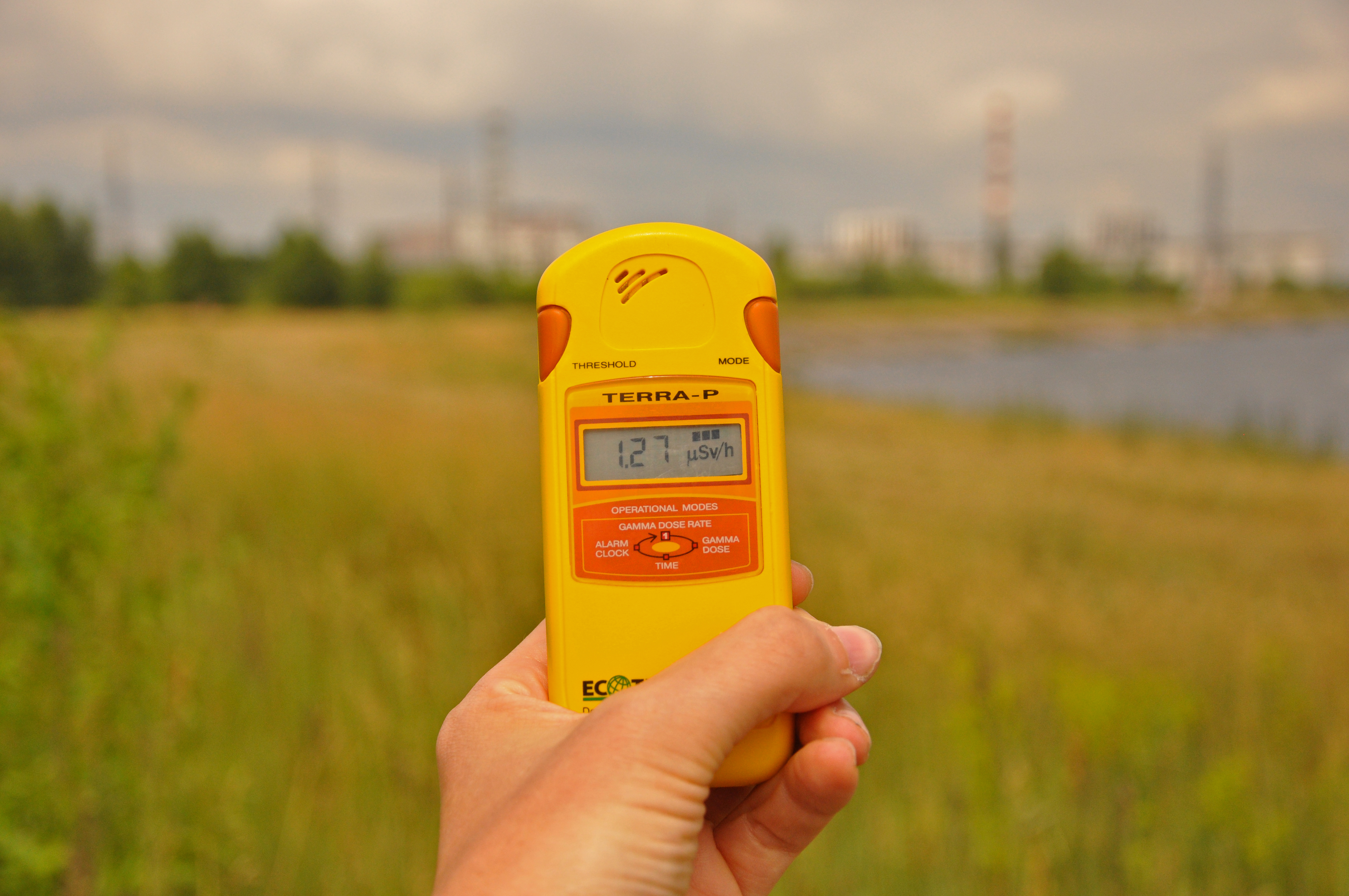Dosimeter measuring radiation in the Chernobyl Exclusion Zone